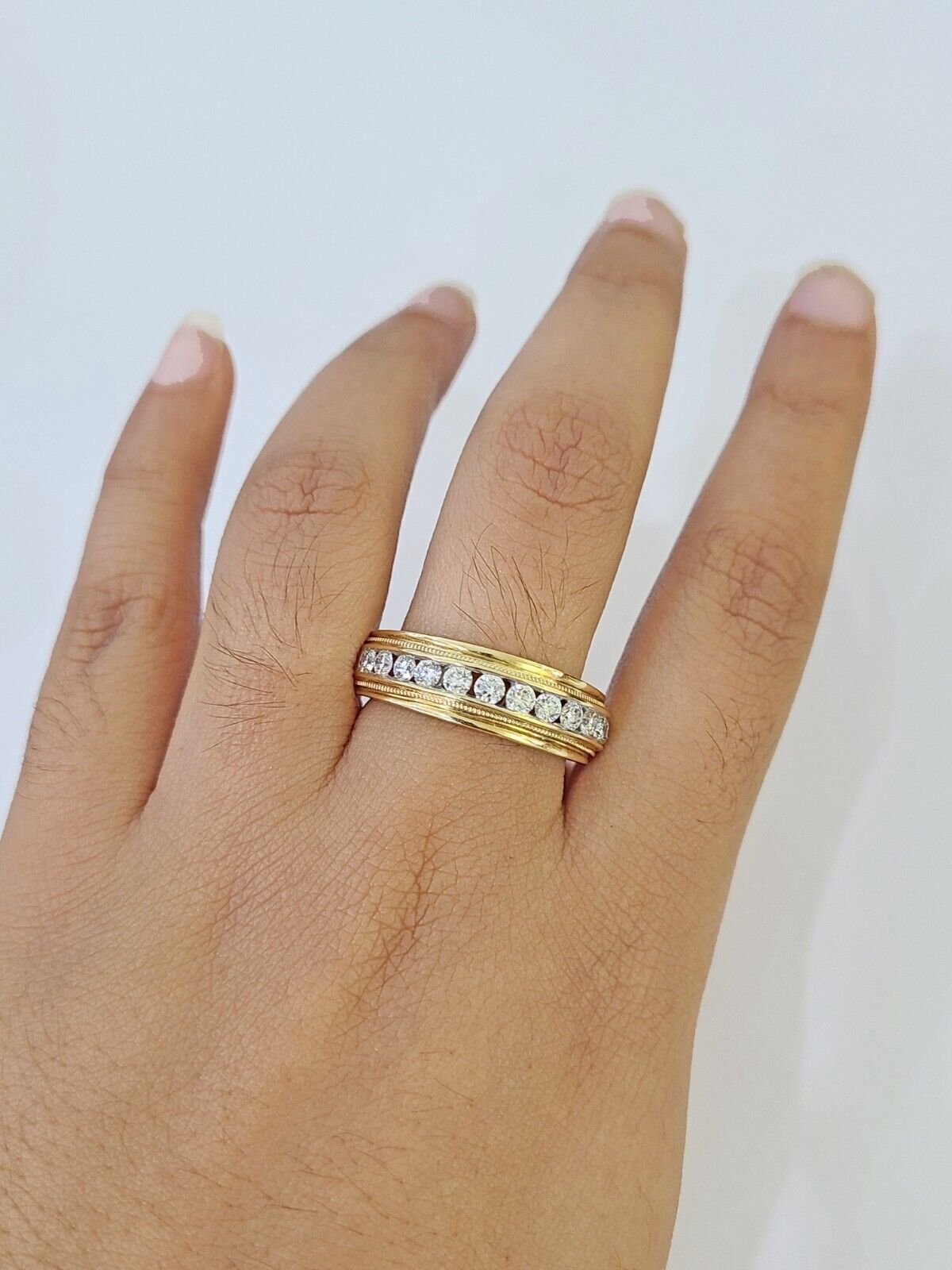 Real 14k Yellow Gold Diamond Mens Ring Band Wedding Genuine Natural - Reva Jeweler