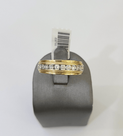 Real 14k Yellow Gold Diamond Mens Ring Band Wedding Genuine Natural - Reva Jeweler
