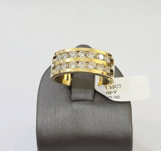 Real 14k Yellow Gold Diamond Mens Ring Band Wedding Genuine Natural - Reva Jeweler