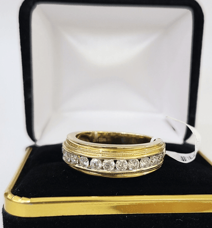 Real 14k Yellow Gold Diamond Mens Ring Band Wedding Genuine Natural - Reva Jeweler
