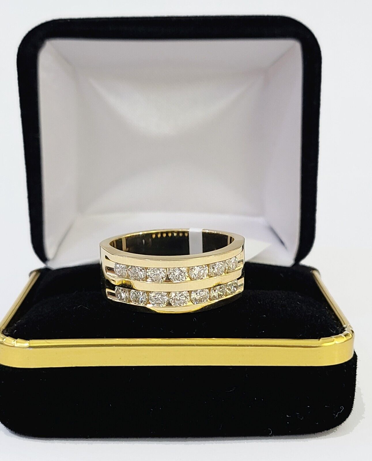 Real 14k Yellow Gold Diamond Mens Ring Band Wedding Genuine Natural - Reva Jeweler