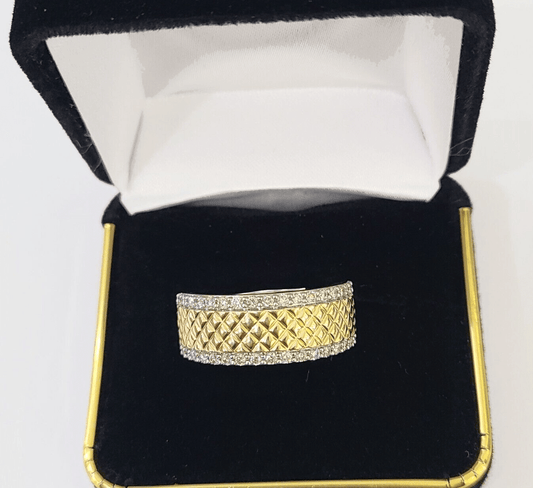 Real 14k Yellow Gold Diamond Mens Ring Band Wedding Genuine Natural - Reva Jeweler