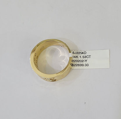Real 14k Yellow Gold Diamond Mens Ring Band Wedding Genuine Natural - Reva Jeweler