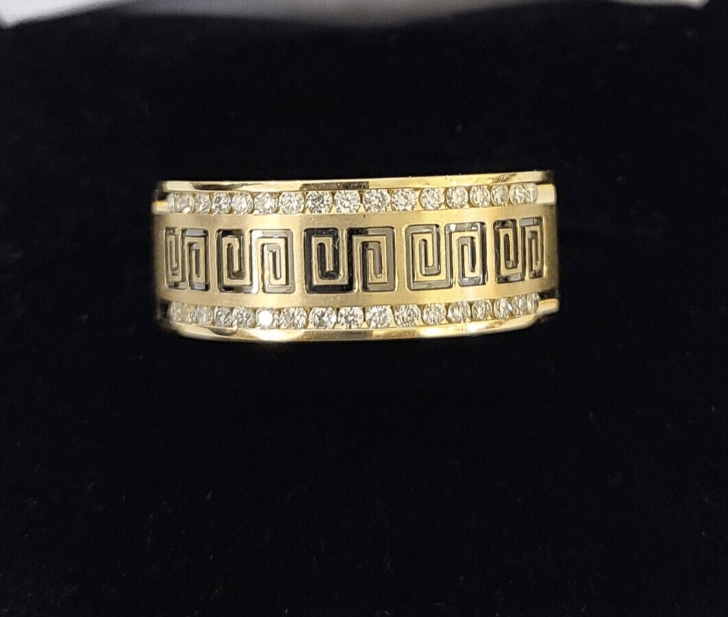 Real 14k Yellow Gold Diamond Mens Ring Band Wedding Genuine Natural Genuine - Reva Jeweler