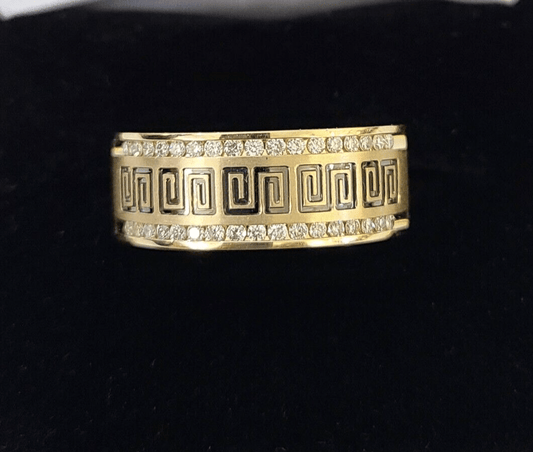 Real 14k Yellow Gold Diamond Mens Ring Band Wedding Genuine Natural Genuine - Reva Jeweler