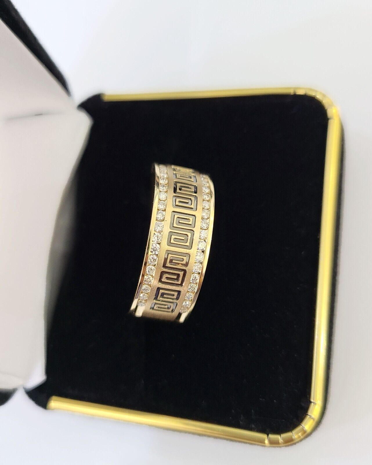 Real 14k Yellow Gold Diamond Mens Ring Band Wedding Genuine Natural Genuine - Reva Jeweler