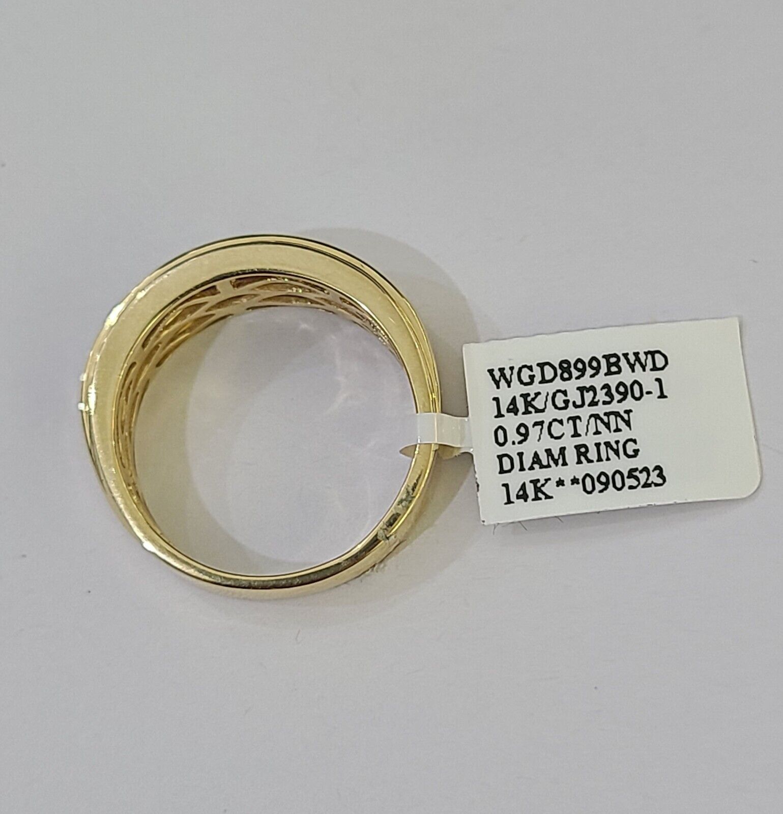 Real 14k Yellow Gold Diamond Mens Ring Two Row Band Wedding Genuine Natural - Reva Jeweler