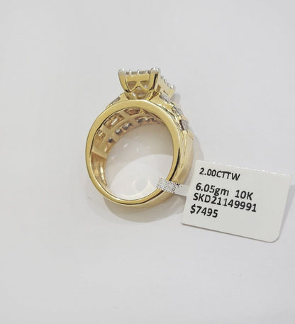 Real 14k Yellow Gold Diamond Ring 2CT Ladies Women Band Genuine, VALENTINE SALE - Reva Jeweler
