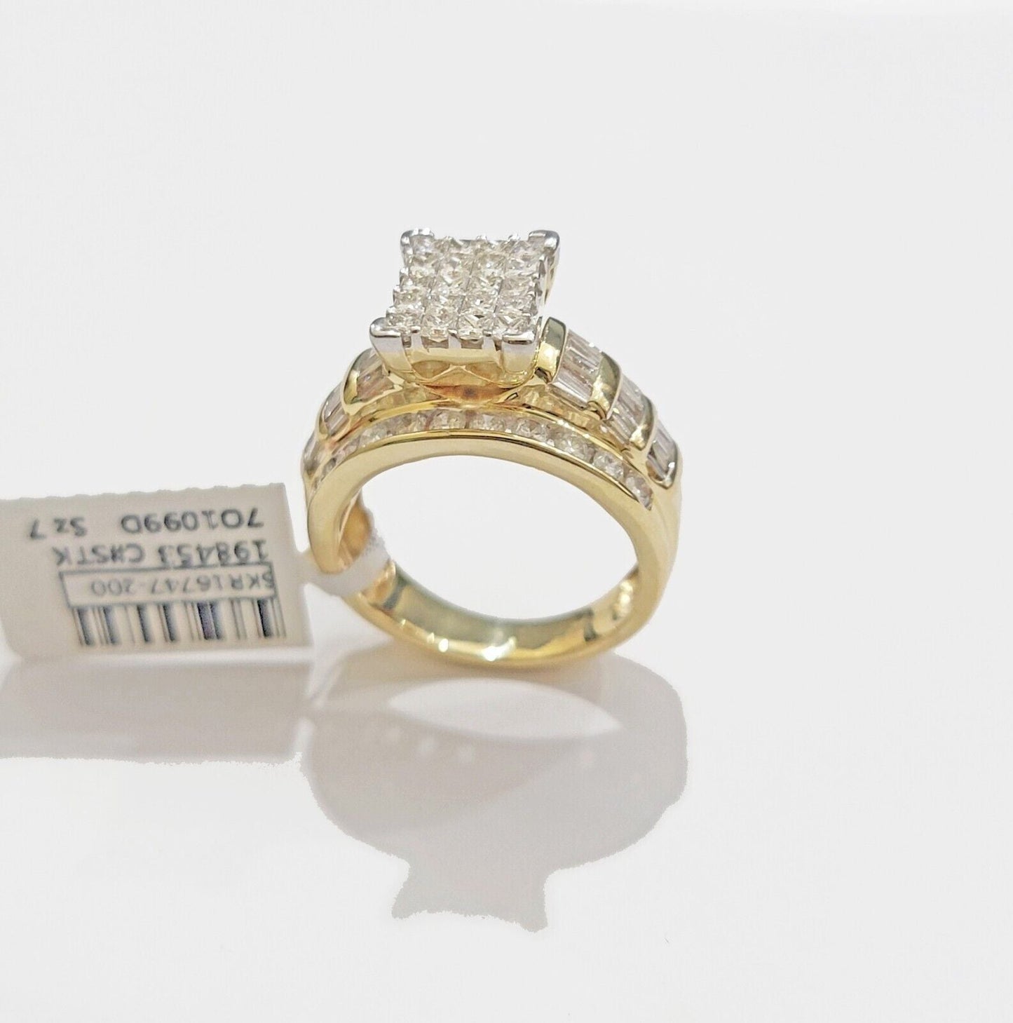Real 14k Yellow Gold Diamond Ring 2CT Ladies Women Band Genuine, VALENTINE SALE - Reva Jeweler