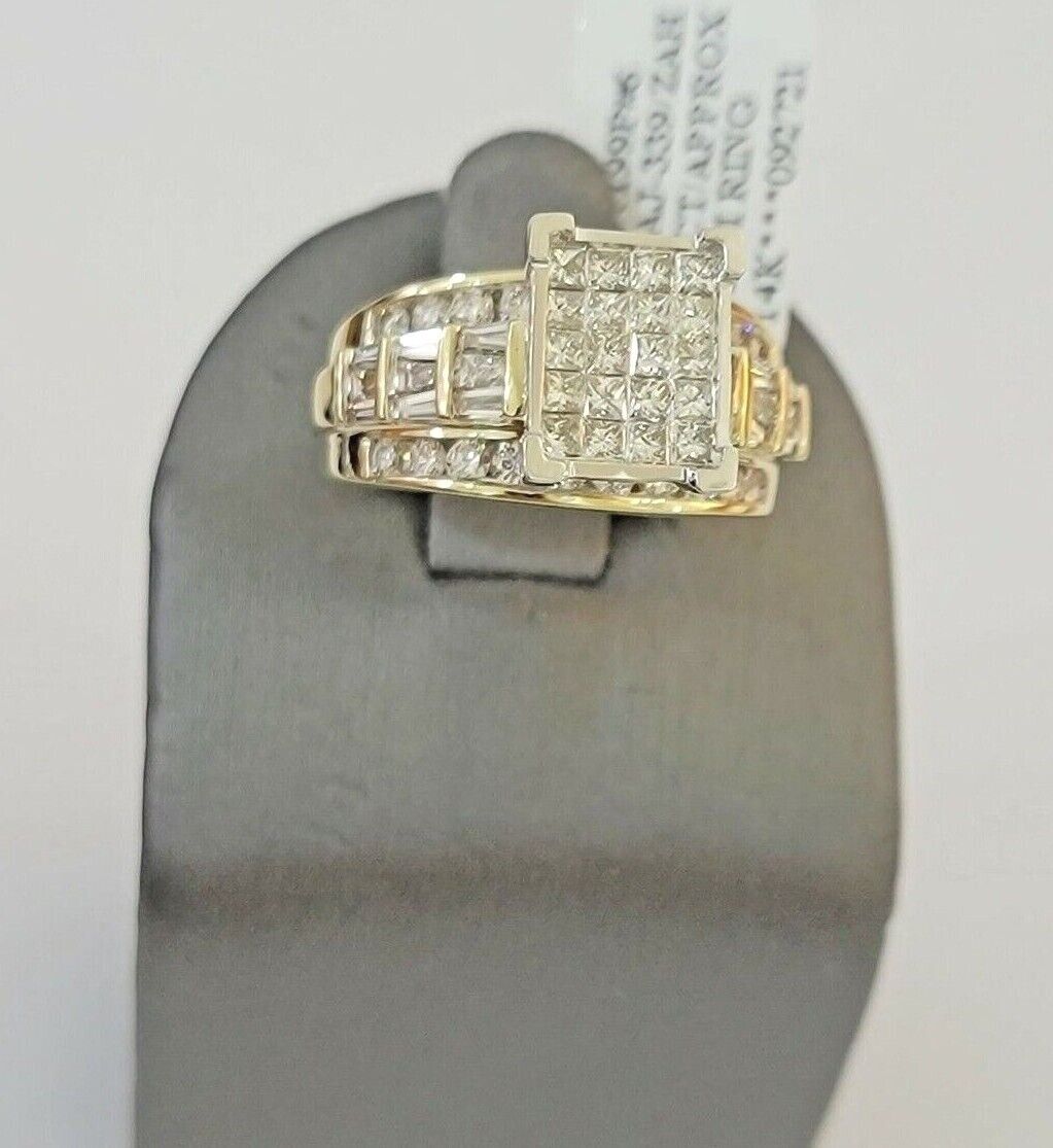 Real 14k Yellow Gold Diamond Ring 2CT Ladies Women Band Wedding Engagement, SZ 7 - Reva Jeweler