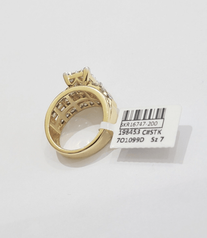 Real 14k Yellow Gold Diamond Ring 2CT Ladies Women Band Wedding Engagement, SZ 7 - Reva Jeweler