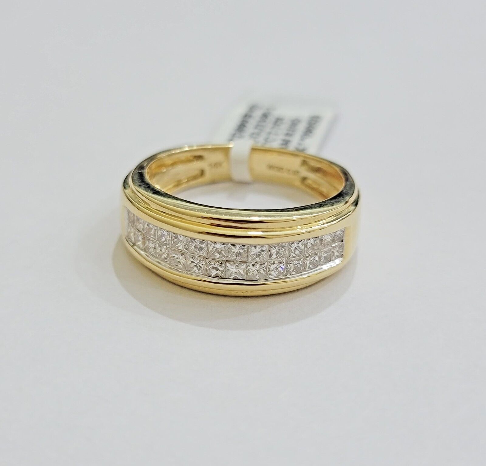 Real 14k Yellow gold Diamond Ring Mens Engagement Wedding Band 0.95 CT Natural D - Reva Jeweler