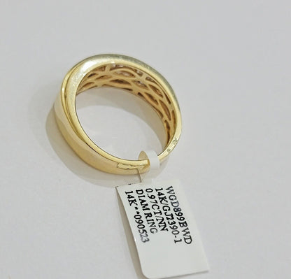 Real 14k Yellow gold Diamond Ring Mens Engagement Wedding Band 0.95 CT Natural D - Reva Jeweler
