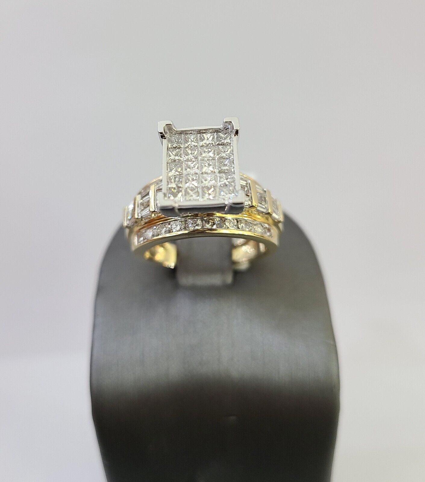 Real 14k Yellow Gold Diamond Ring Rectangle 2.01CT Men Engagement Wedding Ring - Reva Jeweler