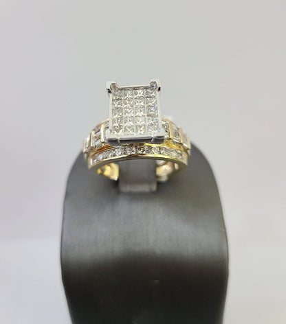 Real 14k Yellow Gold Diamond Ring Rectangle 2.01CT Men Engagement Wedding Ring - Reva Jeweler