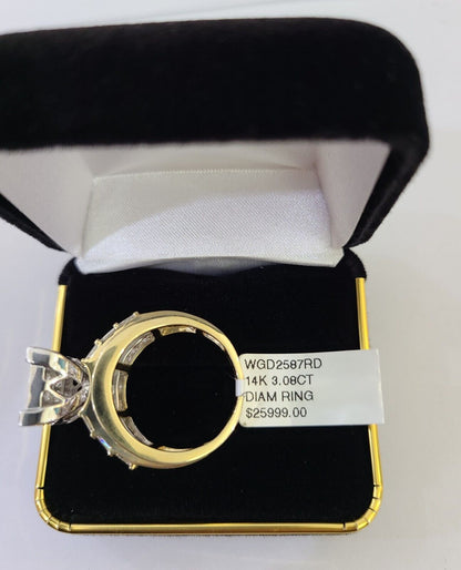 Real 14k Yellow Gold Diamond Ring Rectangle 3.08CT Men Engagement Wedding Ring - Reva Jeweler