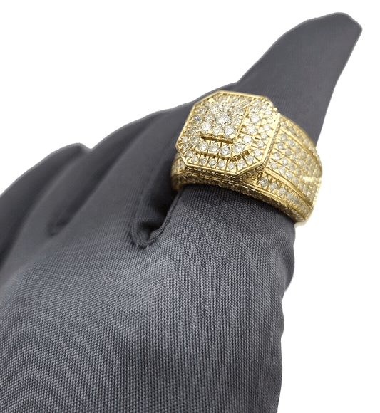 Real 14k Yellow Gold Diamond Ring White Genuine 3.17CT Diamonds 14kt Size 10 - GoldenlinQ