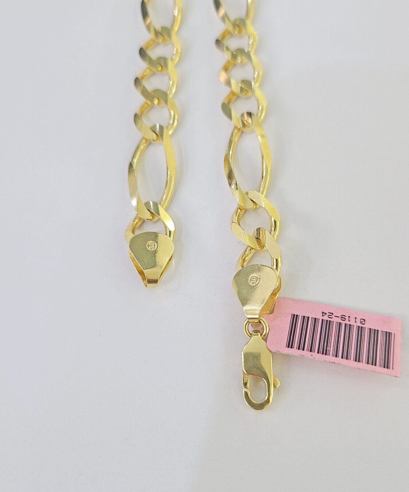 Real 14k Yellow Gold Figaro link Bracelet 9mm 8" Inch Men women Diamond Cut - Reva Jeweler