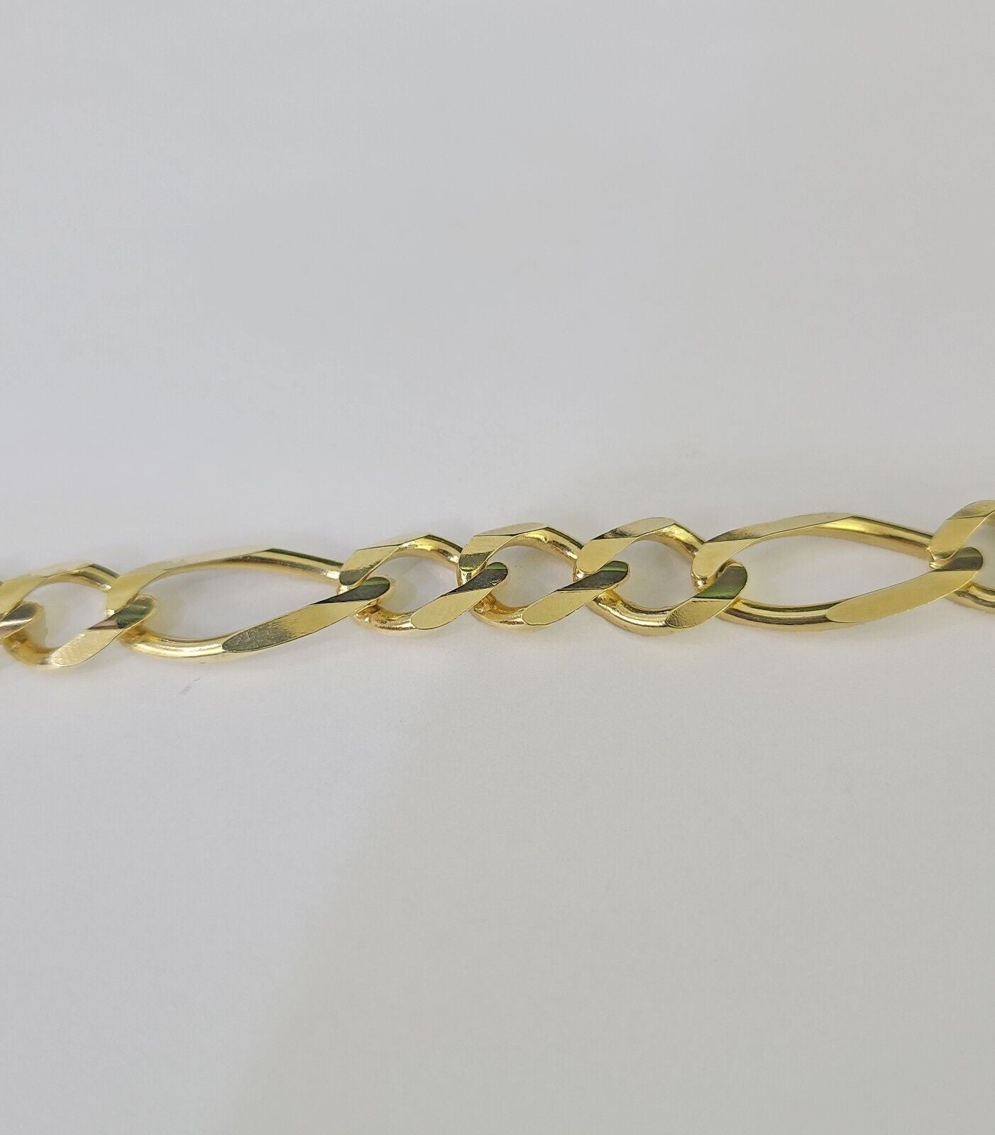 Real 14k Yellow Gold Figaro link Bracelet 9mm 8" Inch Men women Genuine - GoldenlinQ