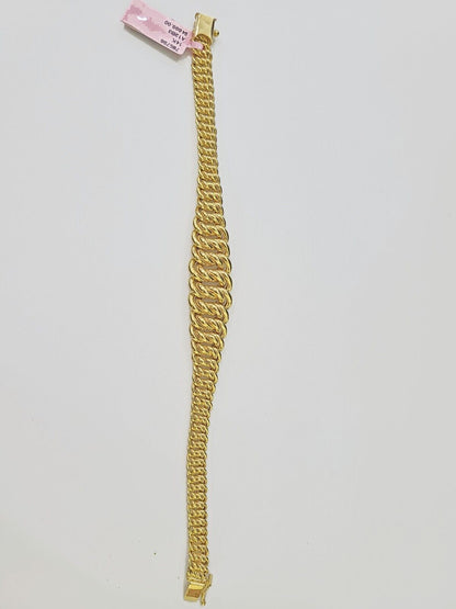 Real 14K Yellow Gold Flat Byzantine Link Bracelet 7.5 inches Long - Reva Jeweler