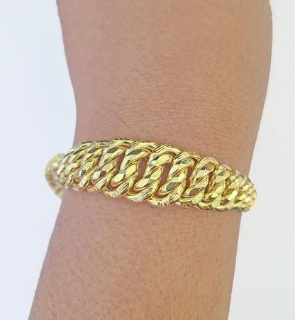 Real 14K Yellow Gold Flat Byzantine Link Bracelet 7.5 inches Long - Reva Jeweler