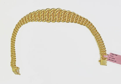 Real 14K Yellow Gold Flat Byzantine Link Bracelet 7.5 inches Long - Reva Jeweler