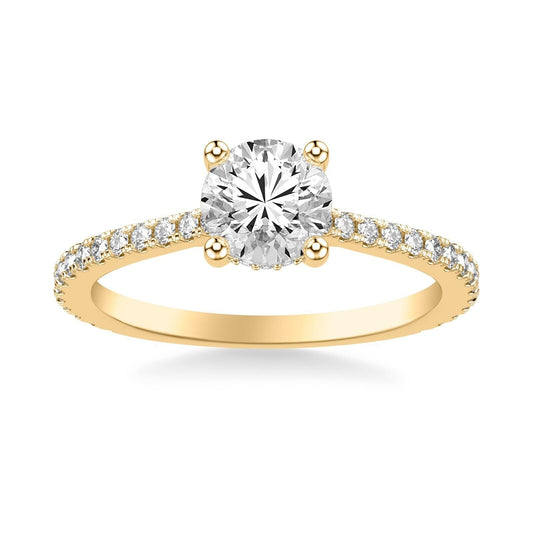 Real 14k Yellow Gold IGI Certified 1.25CT Lab Created Diamond Ring Round VS - Reva Jeweler