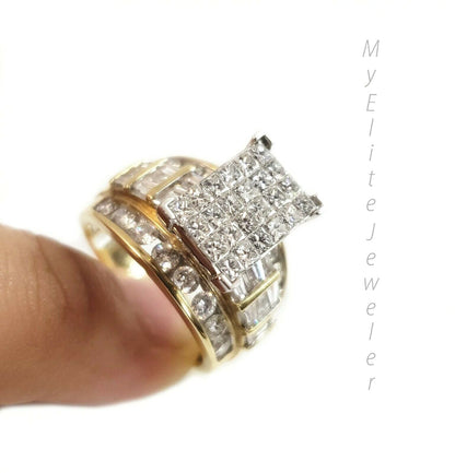 REAL 14k Yellow Gold Ladies Diamond Ring 2CT, Cinderella Style Size 7 For Women - Reva Jeweler
