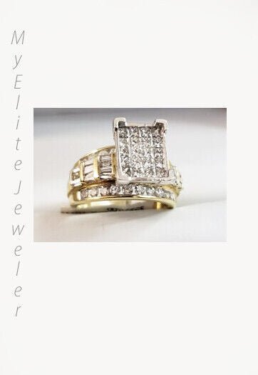 REAL 14k Yellow Gold Ladies Diamond Ring 2CT, Cinderella Style Size 7 For Women - Reva Jeweler