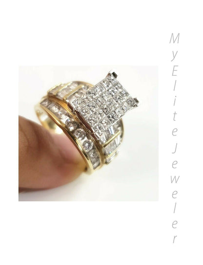 REAL 14k Yellow Gold Ladies Diamond Ring 2CT, Cinderella Style Size 7 For Women - Reva Jeweler