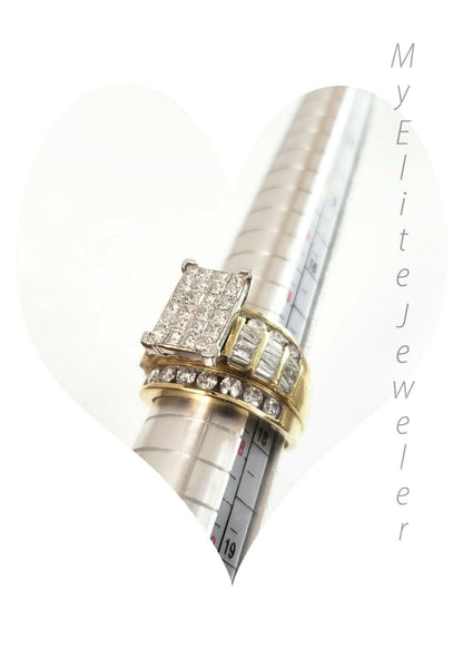 REAL 14k Yellow Gold Ladies Diamond Ring 2CT, Cinderella Style Size 7 For Women - Reva Jeweler