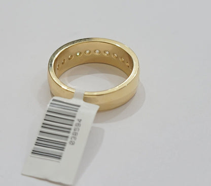 Real 14k Yellow Gold Mens Band Ring 1CT Diamonds Wedding Engagement Anniversary - Reva Jeweler