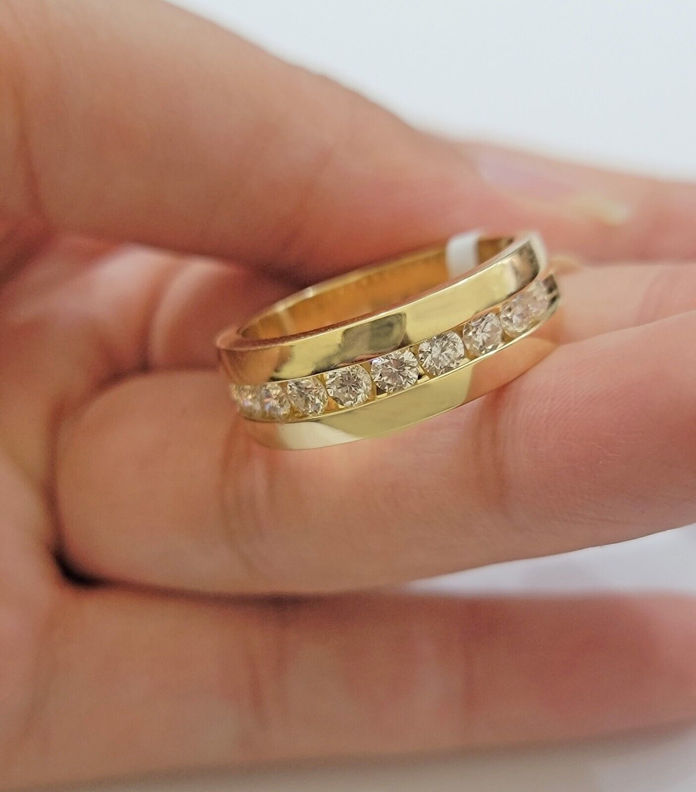Real 14k Yellow Gold Mens Band Ring 1CT Diamonds Wedding Engagement Anniversary - Reva Jeweler