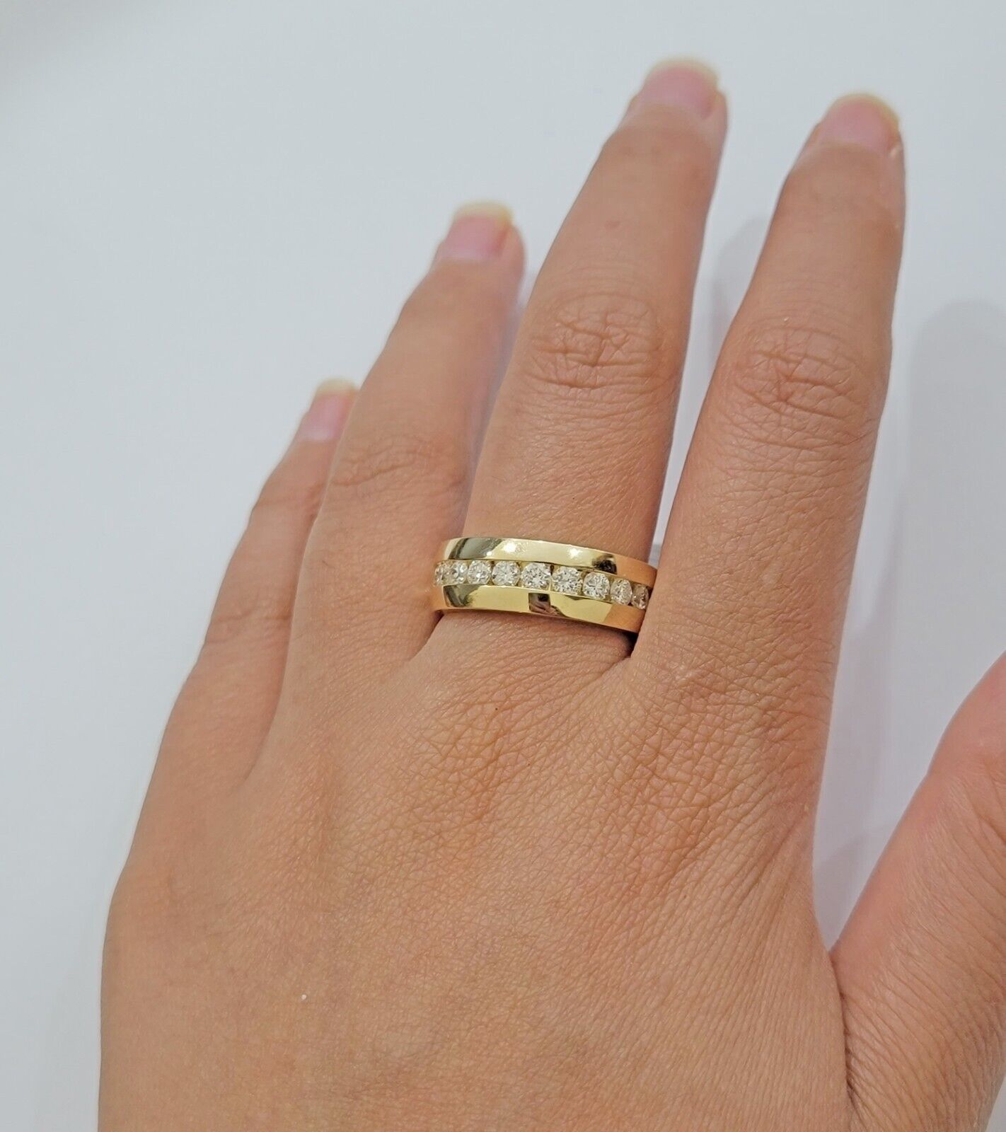 Real 14k Yellow Gold Mens Band Ring 1CT Diamonds Wedding Engagement Anniversary - Reva Jeweler