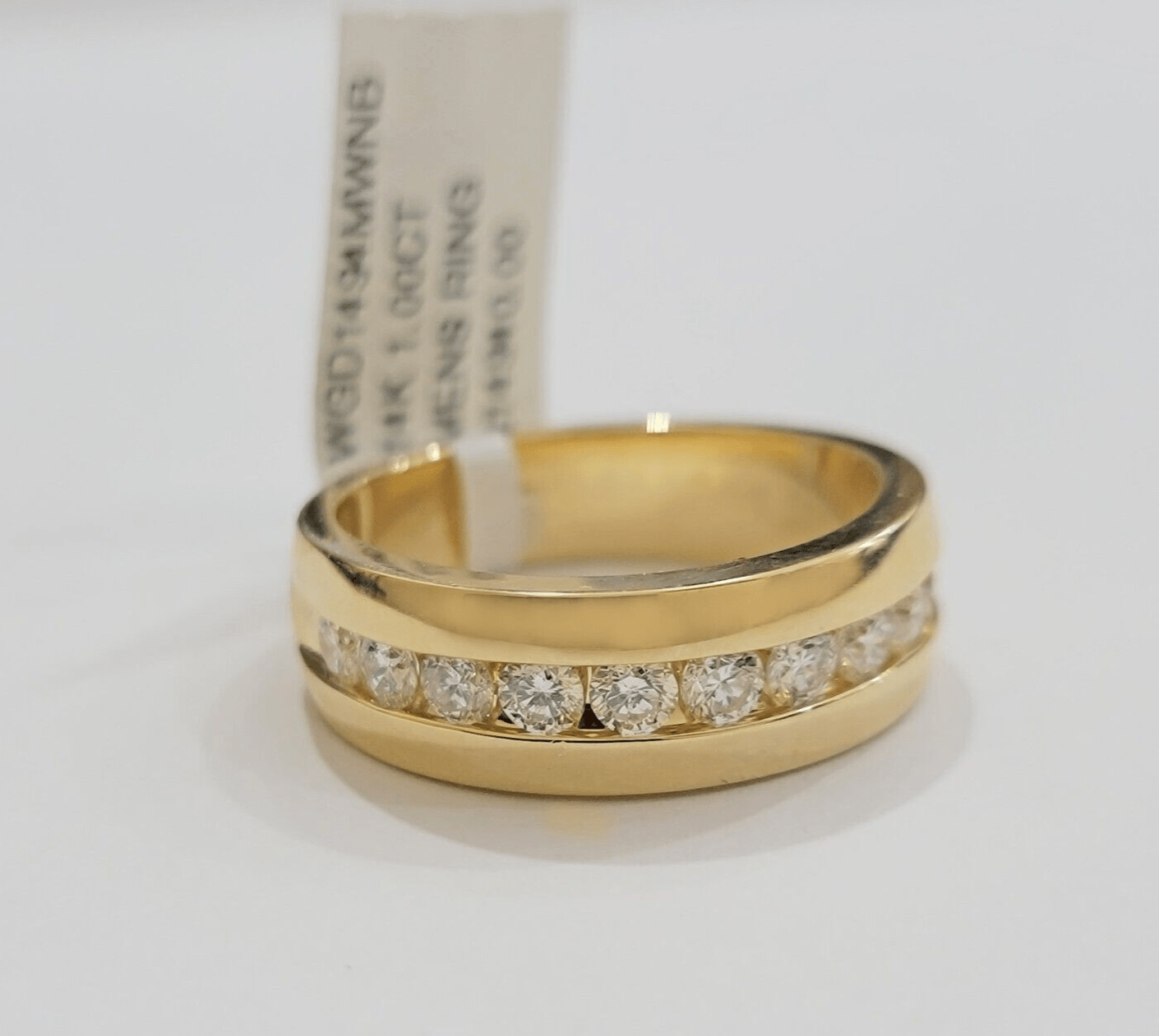 Real 14k Yellow Gold Mens Band Ring 1CT Diamonds Wedding Engagement Anniversary - Reva Jeweler