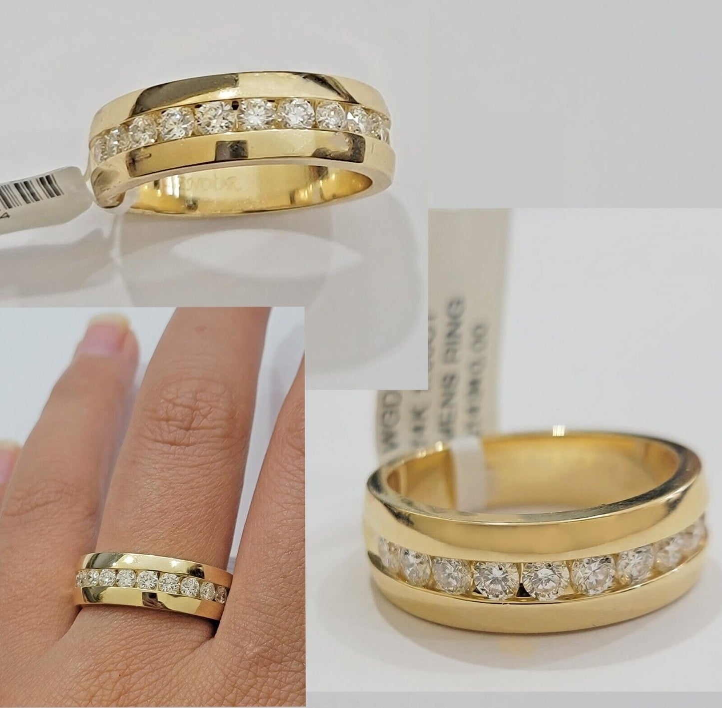 Real 14k Yellow Gold Mens Band Ring 1CT Diamonds Wedding Engagement Anniversary - Reva Jeweler