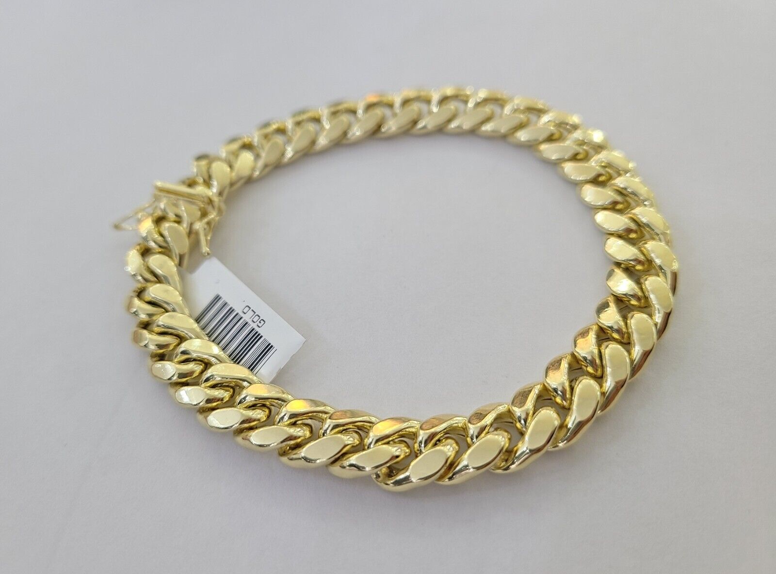 Real 14K Yellow Gold Miami Cuban Bracelet 8.5" Inch 10mm 14K Box Clasp Link - Reva Jeweler