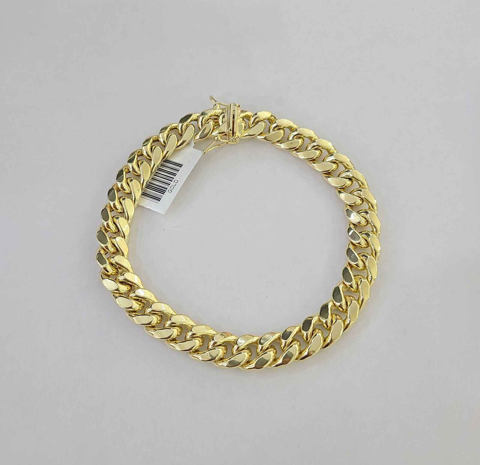 Real 14K Yellow Gold Miami Cuban Bracelet 8.5" Inch 10mm 14K Box Clasp Link - Reva Jeweler