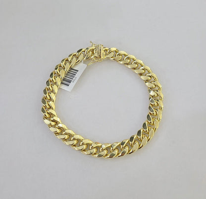 Real 14K Yellow Gold Miami Cuban Bracelet 8.5" Inch 10mm 14K Box Clasp Link - Reva Jeweler