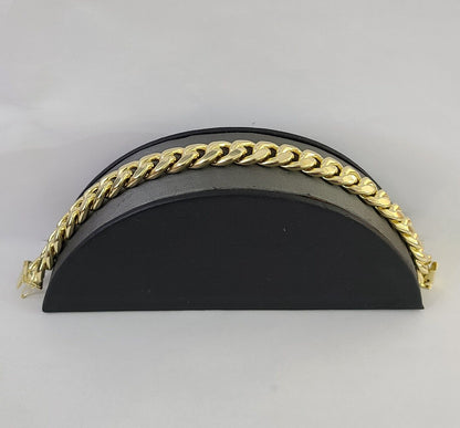 Real 14K Yellow Gold Miami Cuban Bracelet 8.5" Inch 9mm 14K Box Clasp Link - Reva Jeweler