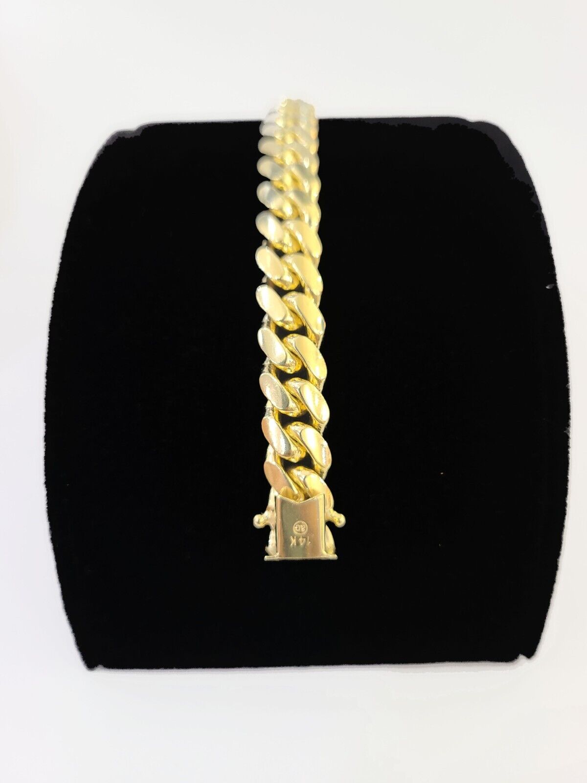 Real 14K Yellow Gold Miami Cuban Bracelet 9" Inch 8mm 14K Box Clasp Link - Reva Jeweler