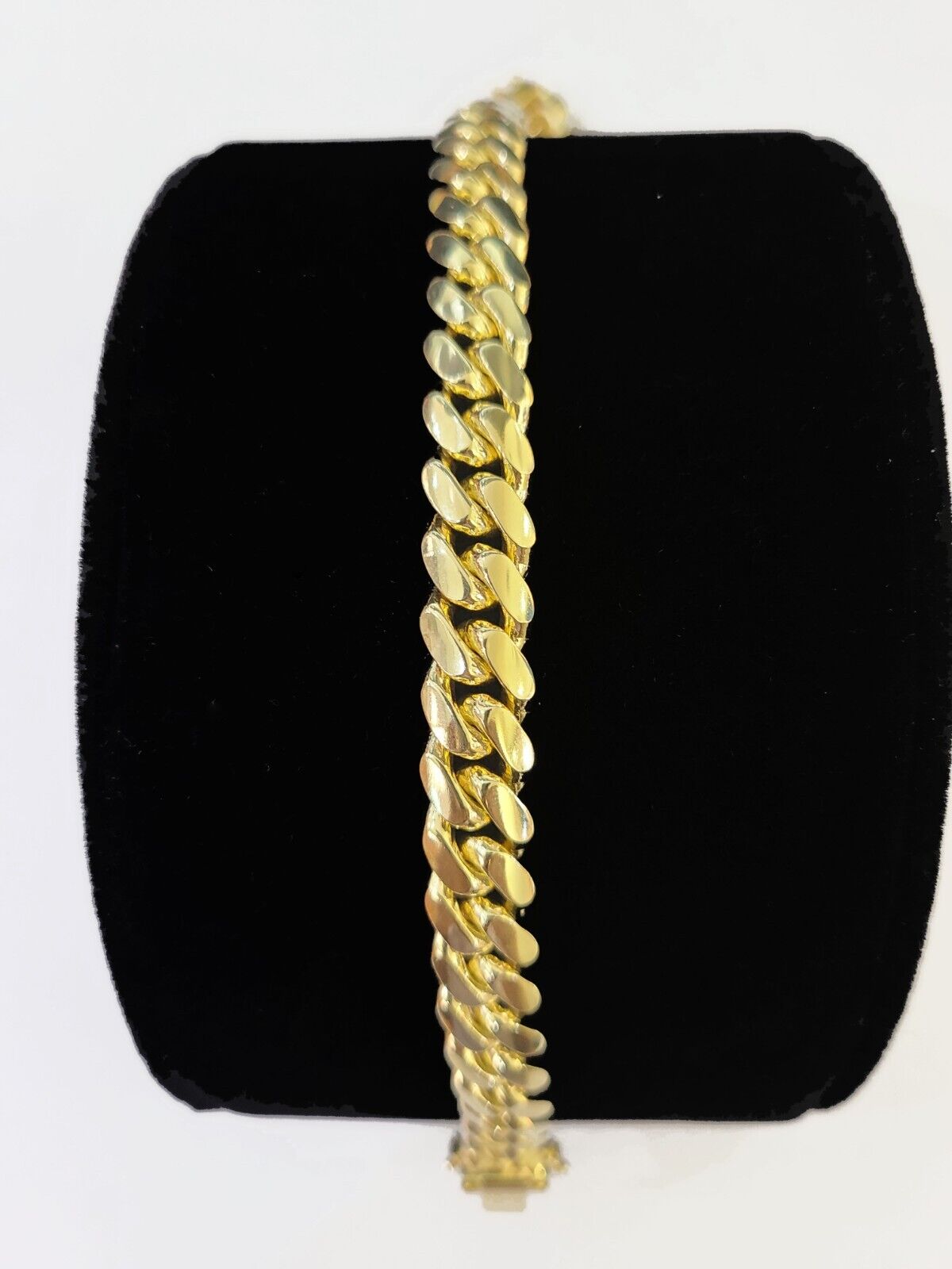 Real 14K Yellow Gold Miami Cuban Bracelet 9" Inch 8mm 14K Box Clasp Link - Reva Jeweler