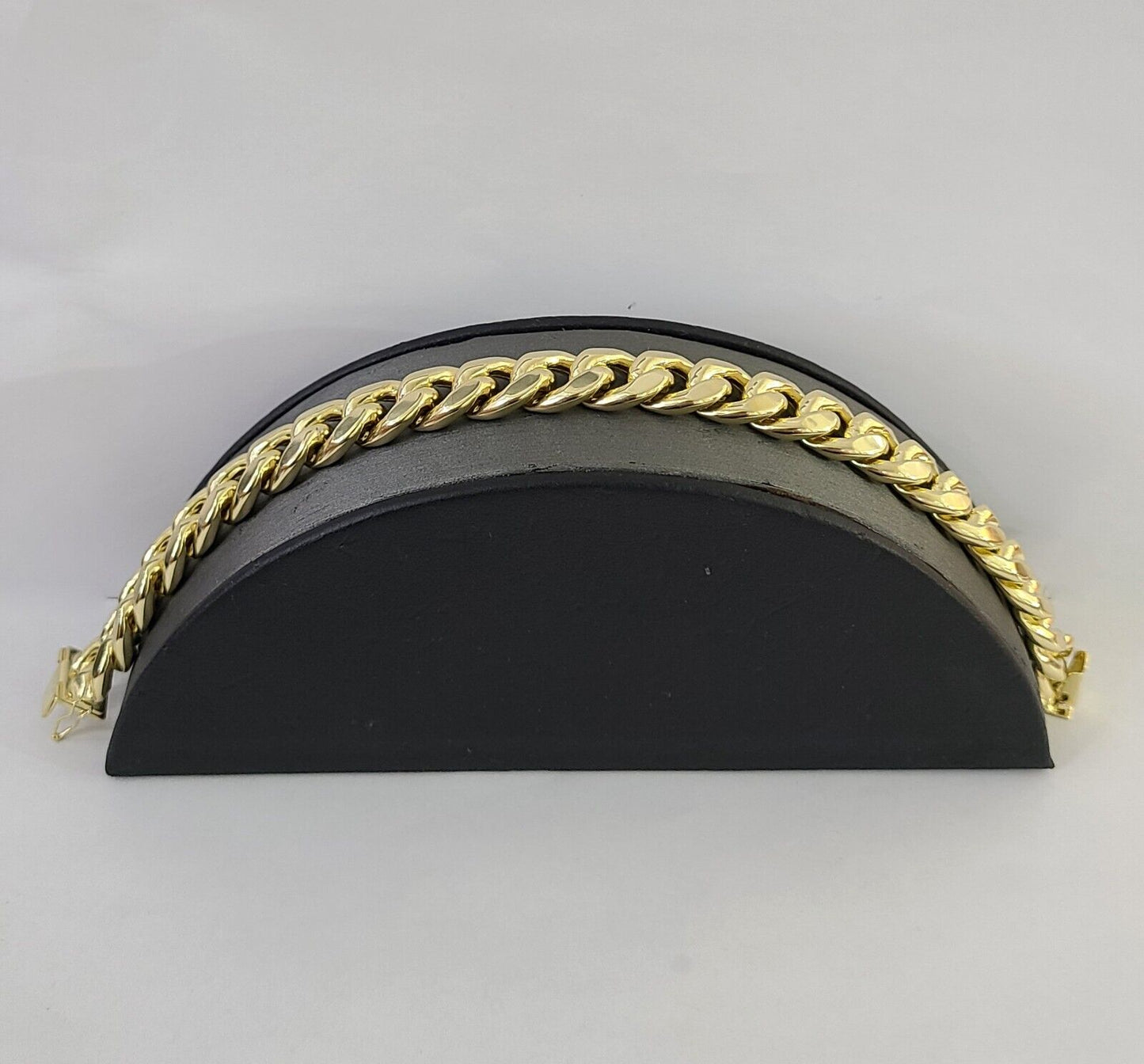 Real 14K Yellow Gold Miami Cuban Bracelet 9" Inch 8mm 14K Box Clasp Link - Reva Jeweler