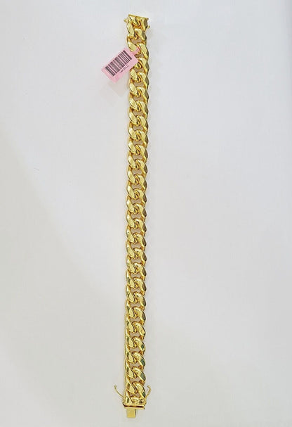 Real 14K Yellow Gold Miami Cuban Bracelet Box Clasp 9" Inch 13mm Link - Reva Jeweler