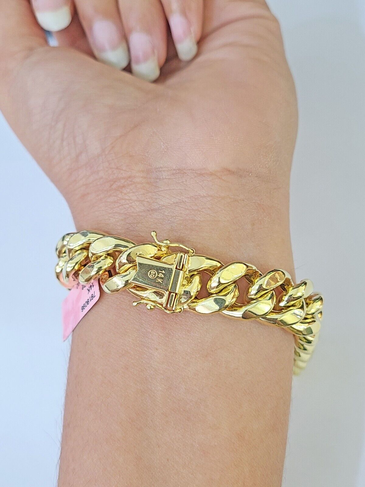 Real 14K Yellow Gold Miami Cuban Bracelet Box Clasp 9" Inch 13mm Link - Reva Jeweler