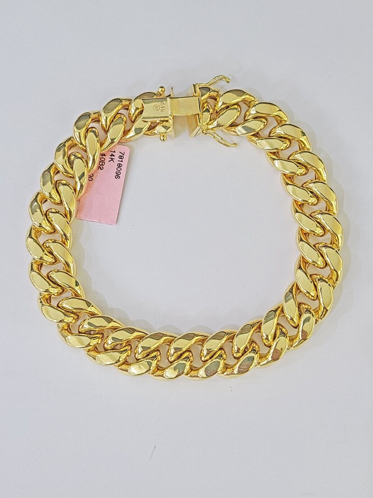 Real 14K Yellow Gold Miami Cuban Bracelet Box Clasp 9" Inch 13mm Link - Reva Jeweler