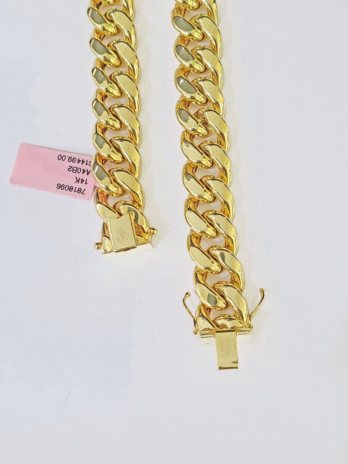 Real 14K Yellow Gold Miami Cuban Bracelet Box Clasp 9" Inch 13mm Link - Reva Jeweler