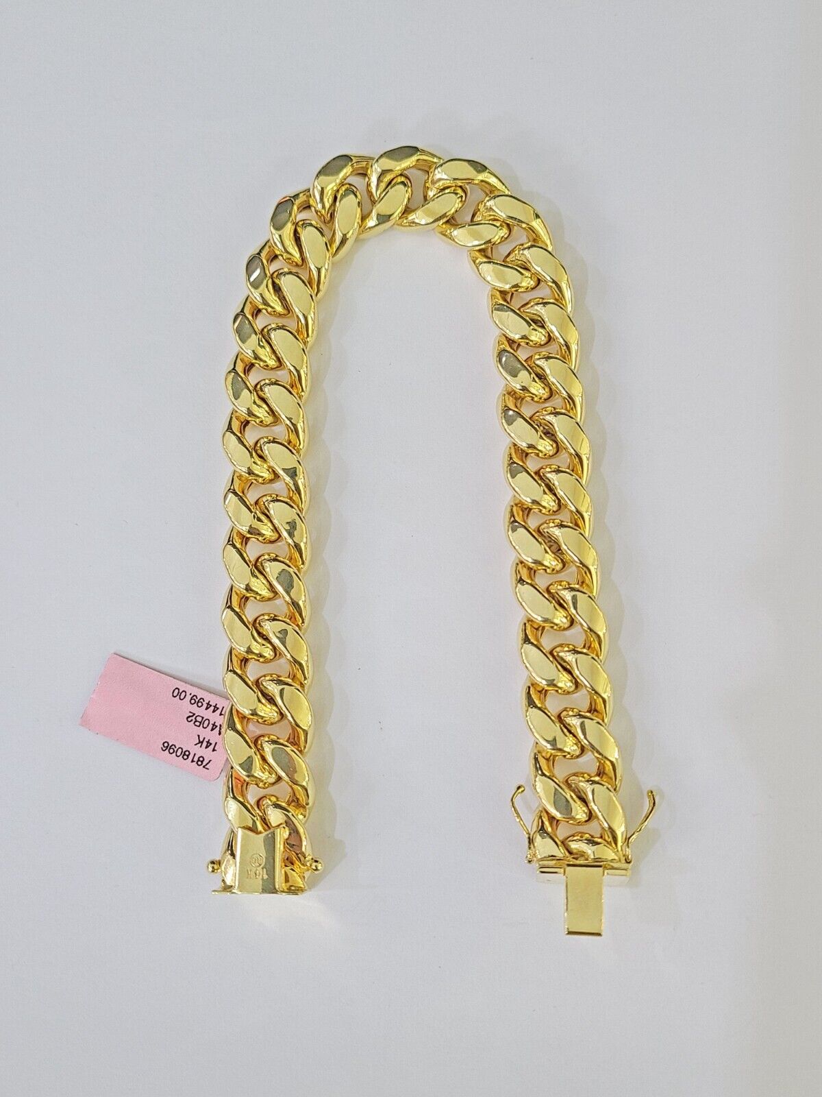 Real 14K Yellow Gold Miami Cuban Bracelet Box Clasp 9" Inch 13mm Link - Reva Jeweler