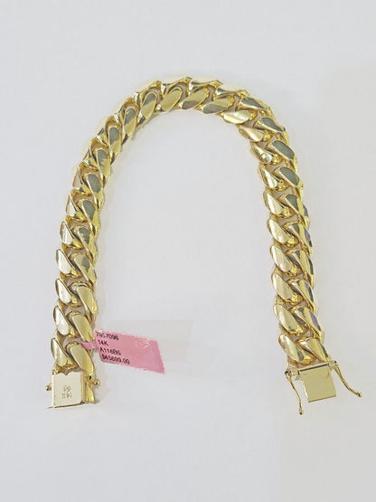 Real 14k Yellow Gold Miami Cuban link Bracelet 13mm 7.5" - 9" Inch Solid - GoldenlinQ