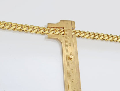 Real 14k Yellow Gold Miami Cuban Link Chain 10mm 22" Necklace Box Lock For Men